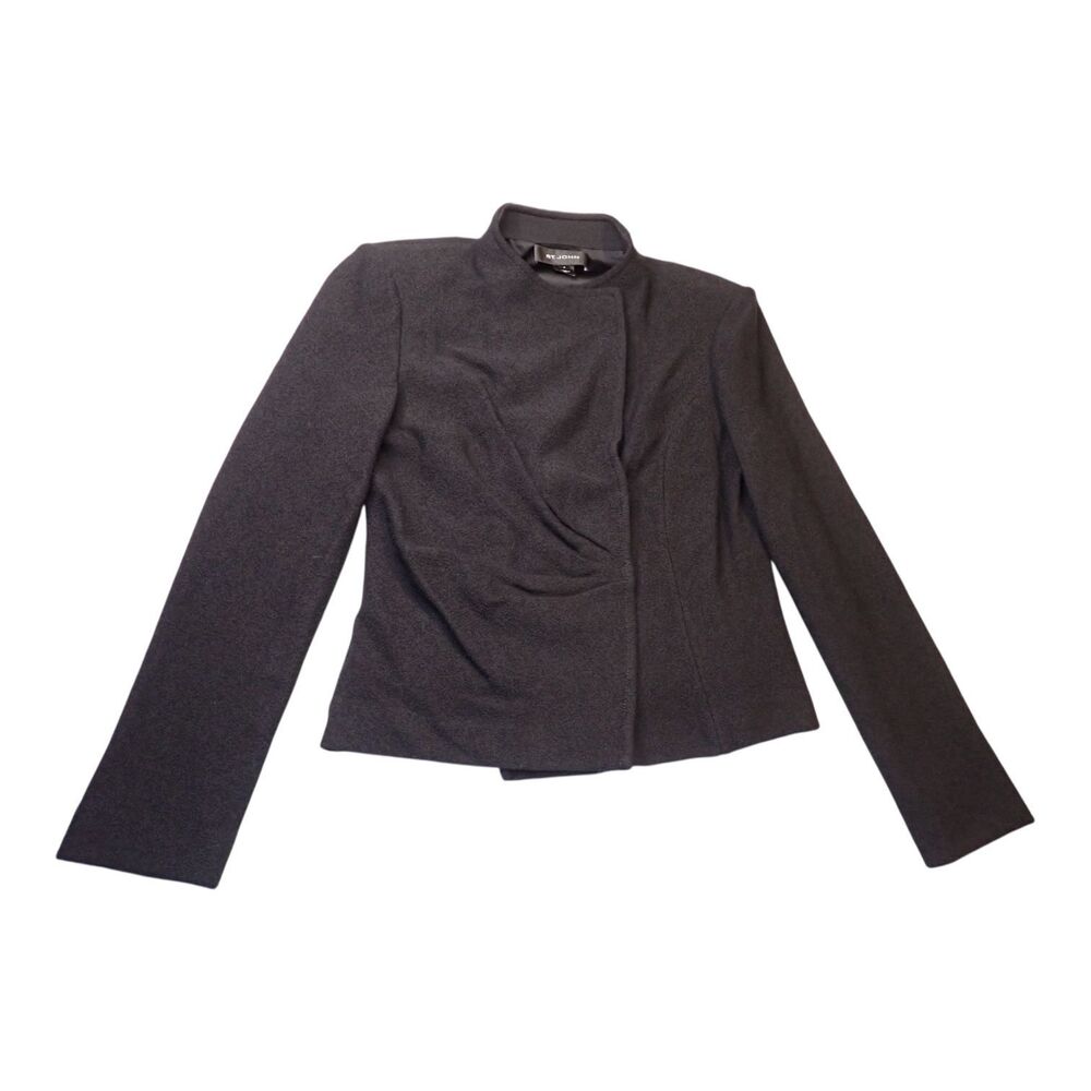 St. John Jacket Size 4 Black Knit Ruched Boucle Blazer Resort 2010 Group 2